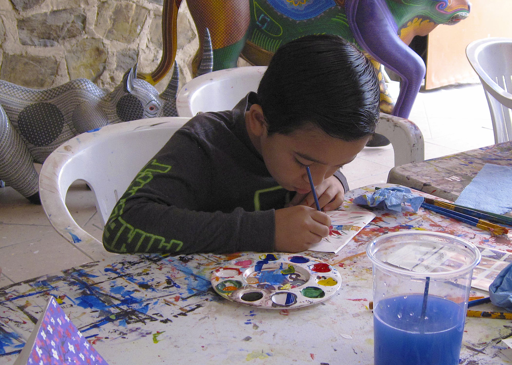 Young artist hard at work